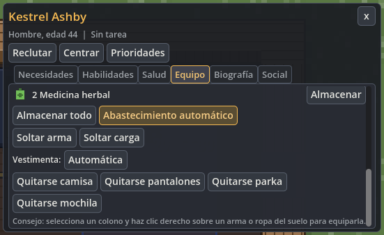 Contenido de mochila con raciones, medicina herbal y controles para almacenar y abastecerse.