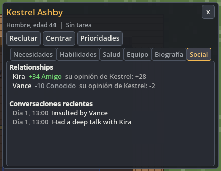 Pestaña Social con opiniones, conversaciones profundas e insultos recientes.